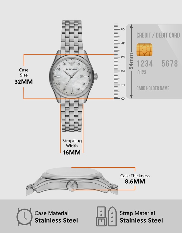 Emporio Armani - Silver Tone Analogue Watch