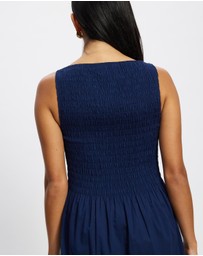 & Other Stories - Smocked Boatneck Midi Dress