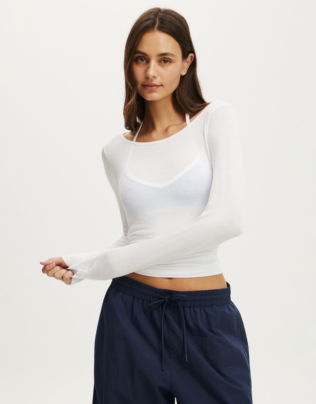 Cotton On Body Active - Active Sheer Boat Neck Long Sleeve