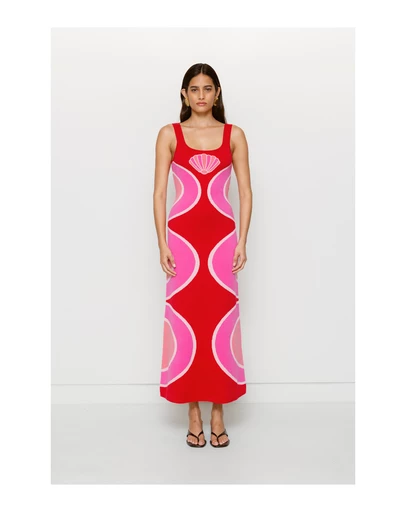 The Wolf Gang - Concha Knit Maxi Dress - Cherry Shell