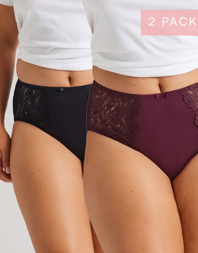 Kayser - 2 Pack Daily Essentials Stretch Lace & Cotton Full Brief (219)