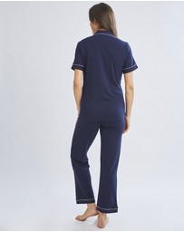 Angel Maternity - Maternity and Nursing Button Front Pajama Set in Navy