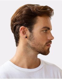 Kuzzoi - ICONIC EXCLUSIVE - Earrings Men Set Stud Circle Geo with Enamel in 925 Sterling Silver Gold Plated