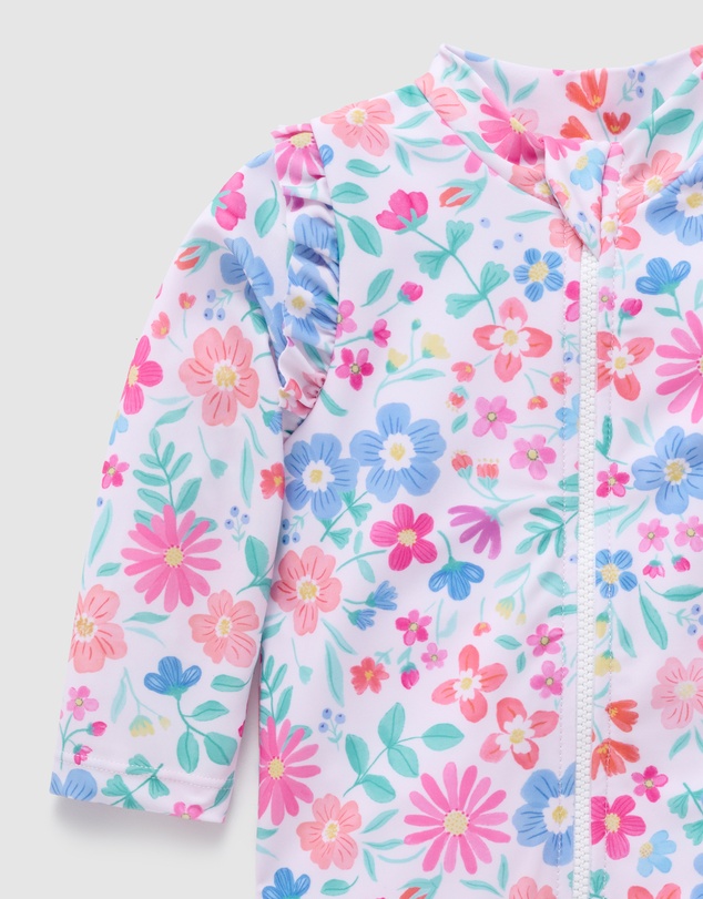 Purebaby - Printed Long Sleeve Rashie Sunsuit- Kids-Babies