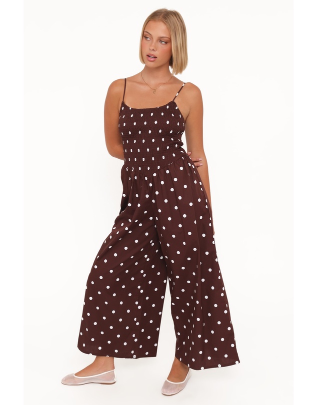 Petal & Pup - Paloma Jumpsuit - Chocolate Polka Dot