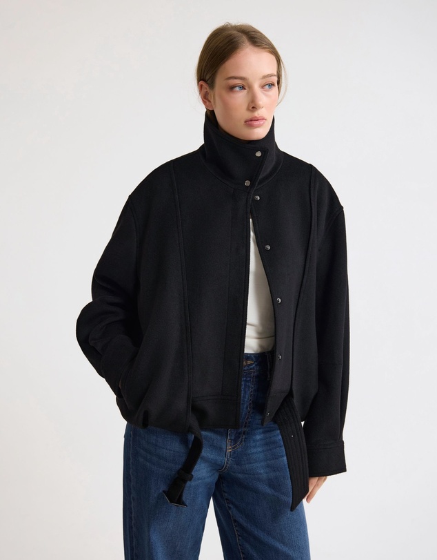Oxford - Emma Wool Blend Funnel Trim Jacket