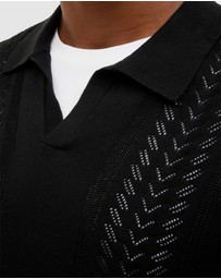 Politix - Pointelle Panelled Trophy Neck Knit
