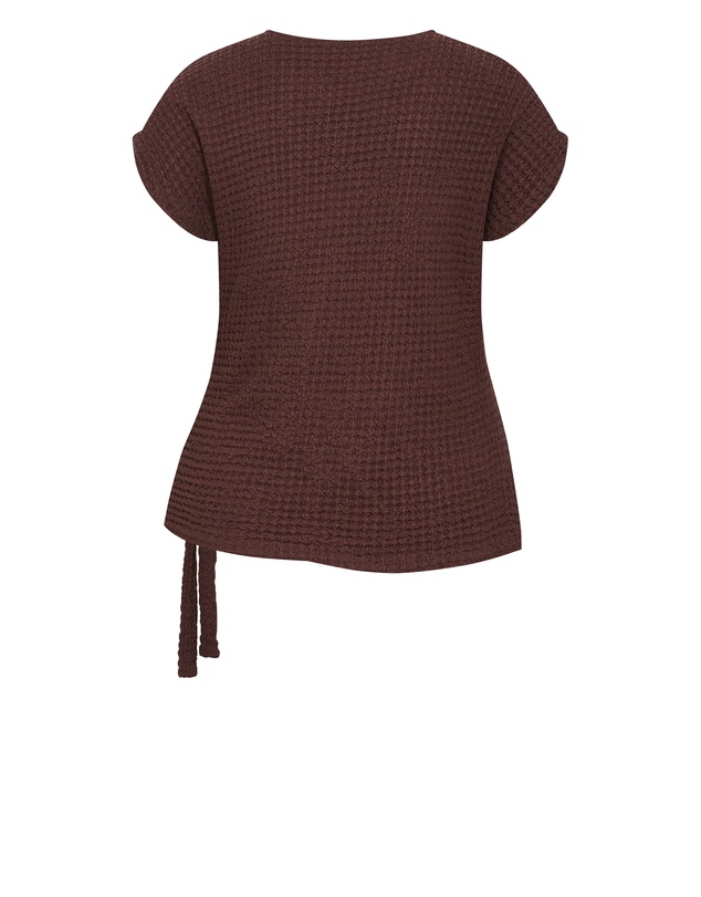 City Chic - Plus Size Zoie Side Tie Top - chocolate