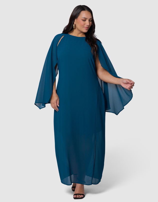 Pink Dusk by Curve Project - Eclipse Cape Maxi Dress