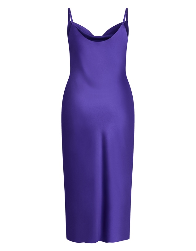 City Chic - Plus size Satin Slip Dress - royal purple
