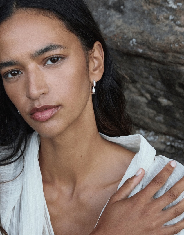 Najo - Liora Double Drop Silver Stud Earring