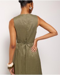 AERE - Jesse Linen V-Neck Midi Dress