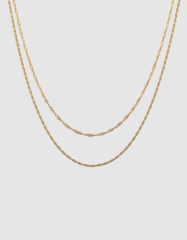 Elli Jewelry - Necklace Set Layer Design 925 Sterling Silver Gold-Plated