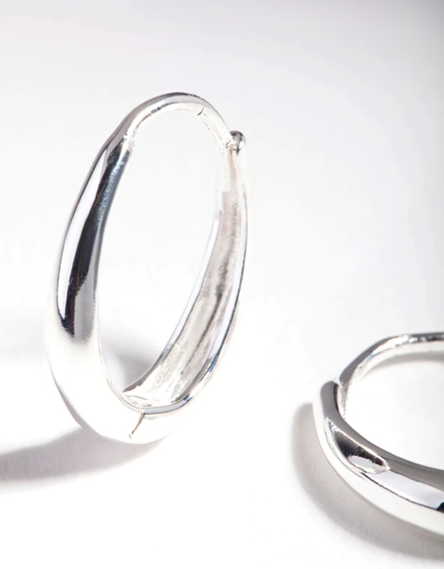 Lovisa - Sterling Silver Oval Drop Huggie Earrings