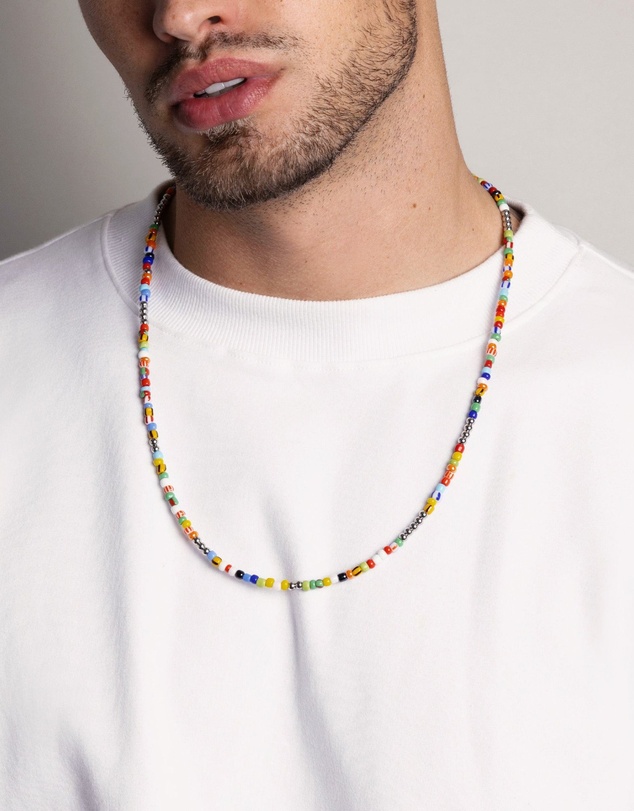 Nialaya Jewellery - Men's Assorted Vintage Trifocal Beaded Necklace