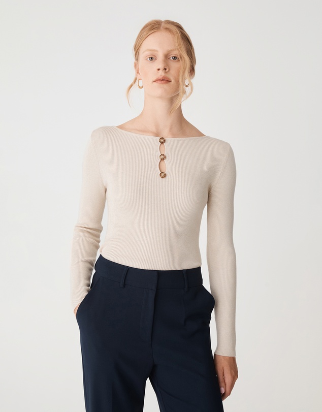 Forcast - Logan Button Keyhole Rib Knit