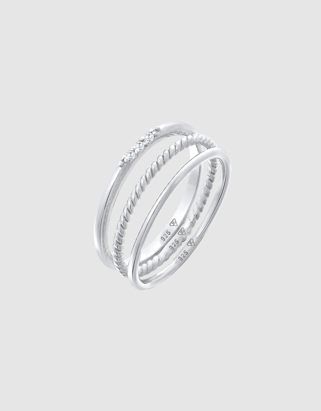 Elli Jewelry - Zirconia Ring Set in 925 Silver
