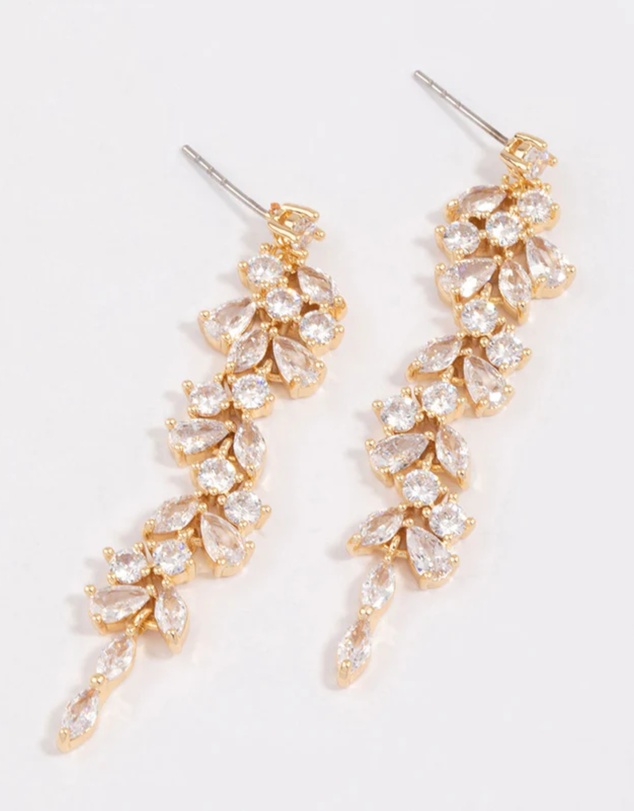 Lovisa - Gold Plated Cubic Zirconia Dainty Vine Drop Earrings