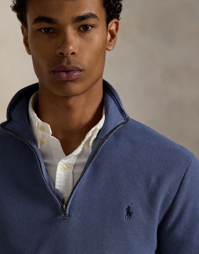 Polo Ralph Lauren - Mesh-Knit Cotton Quarter-Zip Sweater