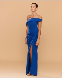 CATHERINE FERRARO - Sapphire Off Shoulder Gown
