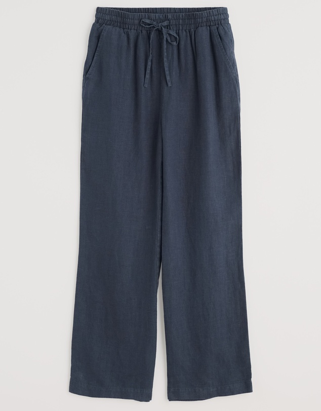 Seasalt - Seasalt Cornwall Navy Tide Flow Wide Leg Linen Trousers