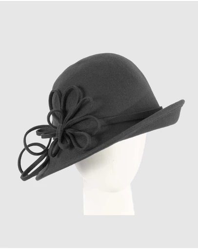 Max Alexander - Winter Felt Black Cloche Hat