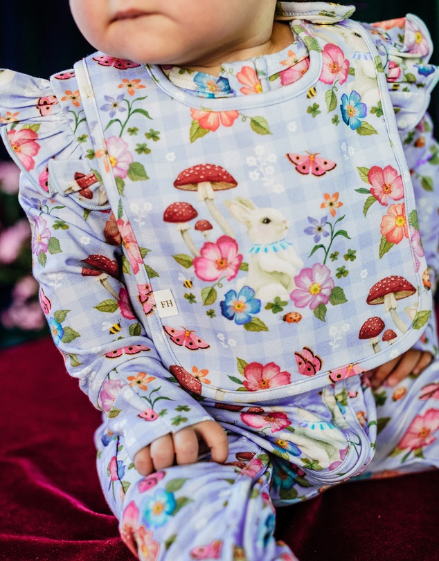 Fleur Harris - 'Bunny Forest' Dandy Duo Bibs in Cornflower