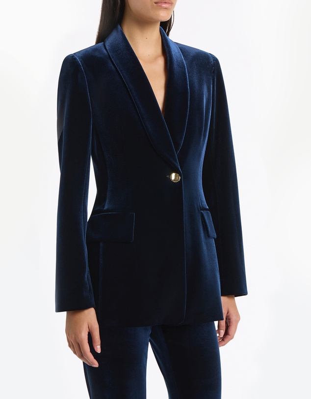 Carla Zampatti - Navy Velvet Shawl Collar Jacket