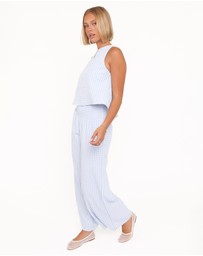 Petal & Pup - Jillian Smocked Pant Set - Blue Gingham