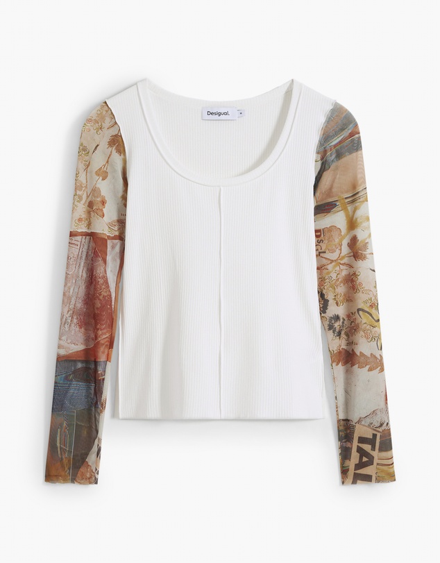 Desigual - Chiffon sleeve T-shirt