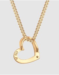 Elli Jewelry - Necklace Heart White Crystals 925 Sterling Silver Gold Plated