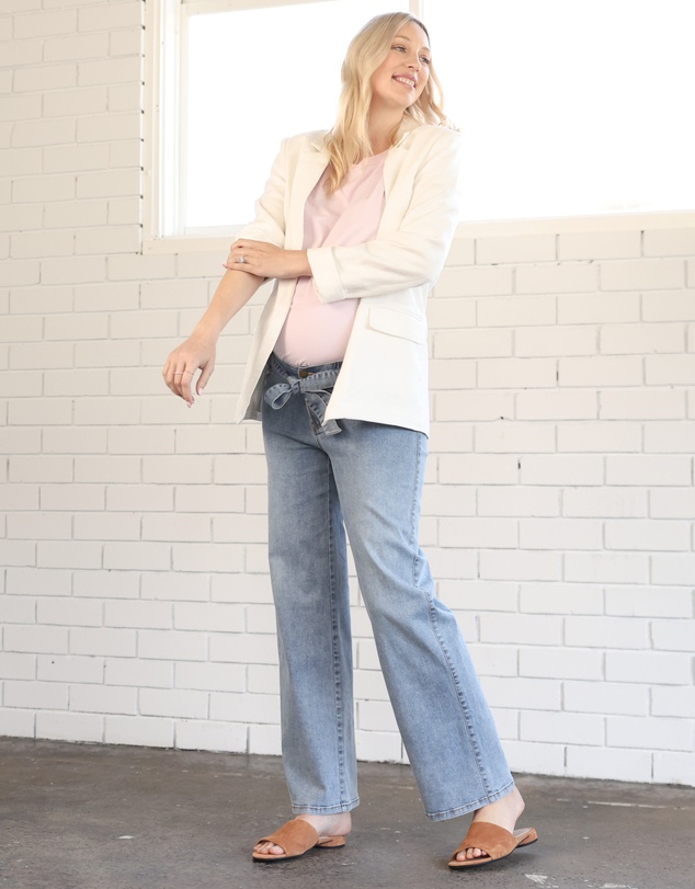 Angel Maternity - Maternity Linen Jacket in White