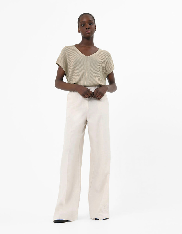 Forcast - Sloan Relax Fit Ribbed V-Neck Cape Sweater