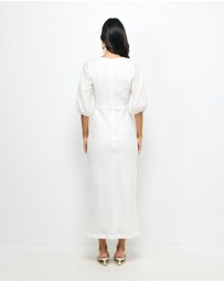 AERE - Idalia Twist Front Linen Midi Dress