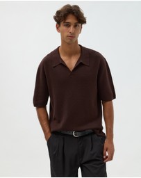 AERE - Deep Cut Knit Polo