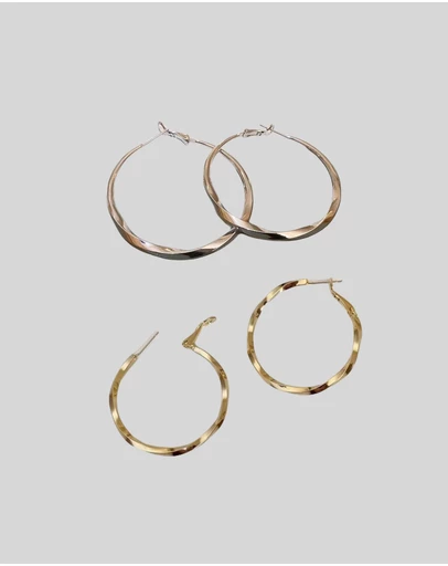 KAJA Clothing - C-Shaped Twisted Earrings for Minimalist Earrings-Circle Earrings Pack of 2