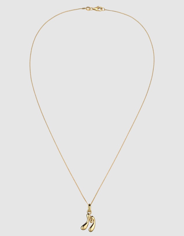 Elli Jewelry - Bubble Letter M Necklace in Gold-Plated 925 Silver
