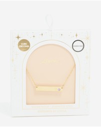 Lovisa - Waterproof Gold Plated Stainless Steel Cubic Zirconia Engravable Bar Necklace