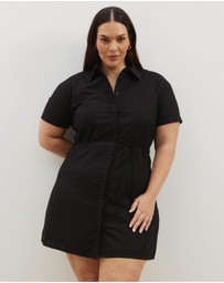 Atmos&Here Curvy - Cara Tie Waist Mini Shirt Dress