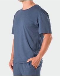 Mitch Dowd - Mens Soft Bamboo Crew Neck Sleep Tee - Blue Marle