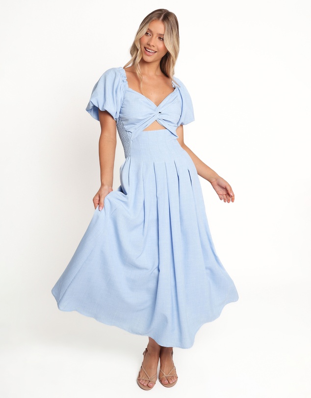 Petal & Pup - Cintra Puff Sleeve Maxi Dress - Blue