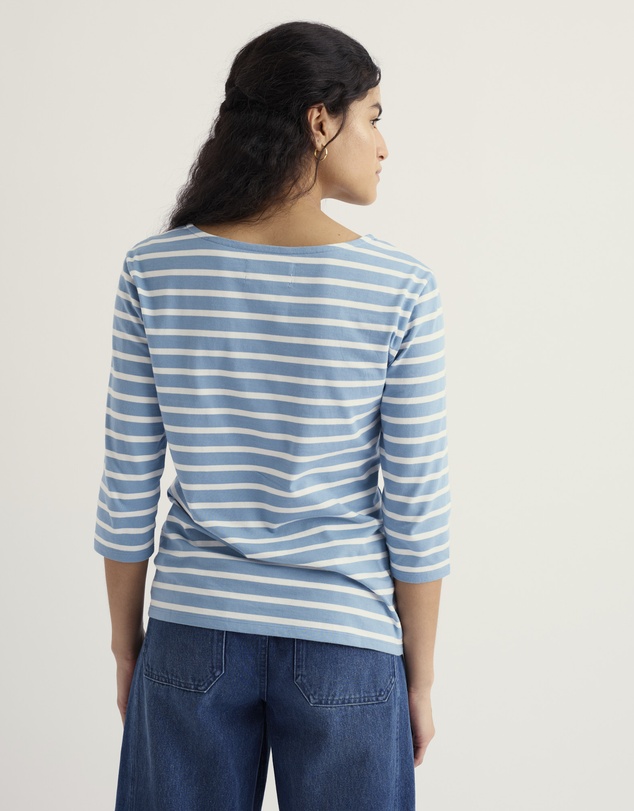 Seasalt - Seasalt Cornwall Blue Sailor 3/4 Sleeve Top Jersey