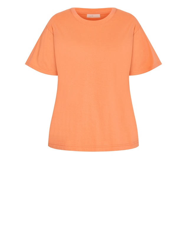 City Chic - Plus size Oversized Crew Neck Tee - persimmon
