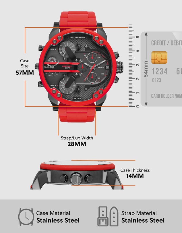 Diesel - The Daddies Series Red Analogue Watch