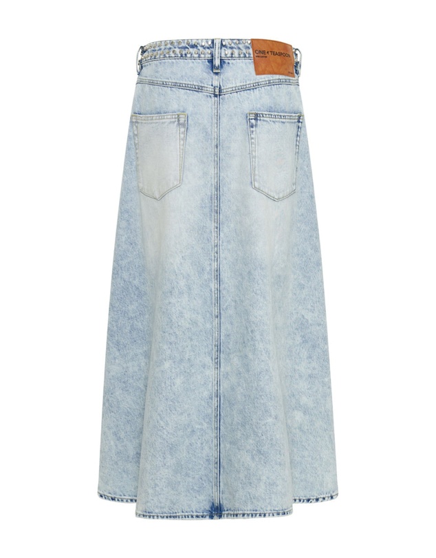ONE TEASPOON - Depeche Blue Studded Mrs Carter Long Denim Skirt