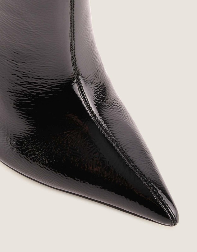 Shelly Shen - Lennon Heel Long Boots Black Crinkle Patent