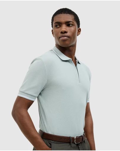 Politix - Morgan Textured Zip-up Polo
