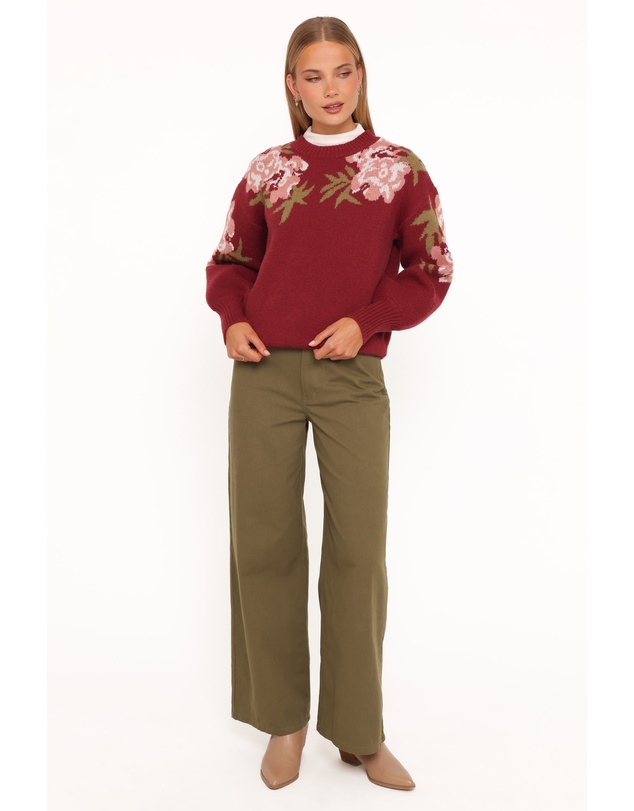 Petal & Pup - Ford Sweater - Burgundy Pink Floral