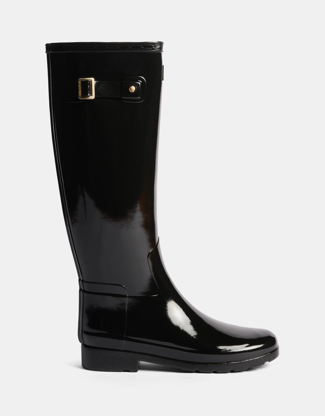 Hunter - Refined Gold Trim Tall Gloss Boots - Women's
