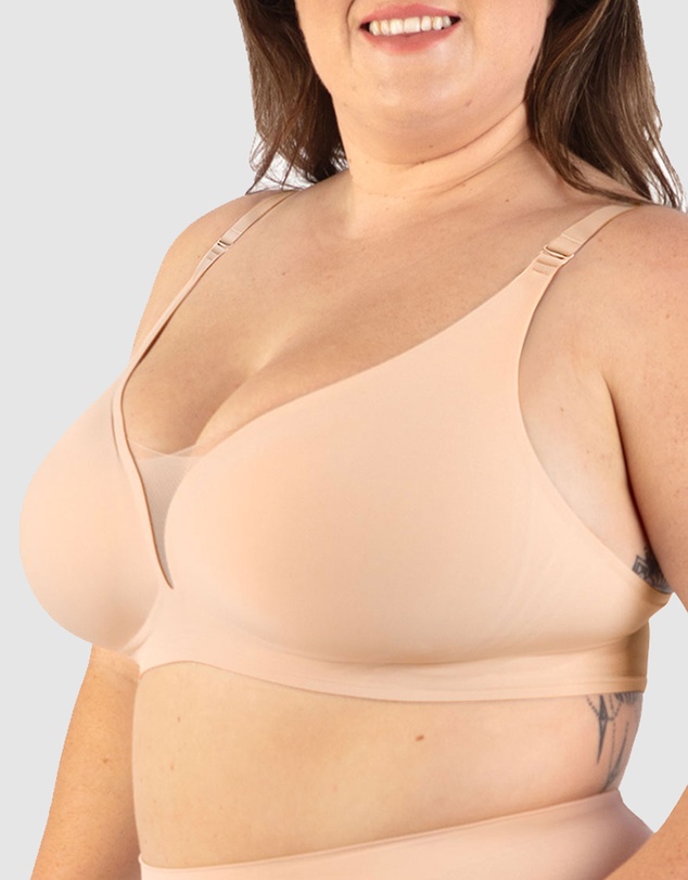 B Free Intimate Apparel - Invisible Mesh Comfort Padded Bra (C-D-DD-E-F-G) Cup